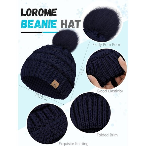 Women Blue Knit Beanie Hat, Gloves, Scarf & Ear Warmer Set - Winter - Picture 2 of 7